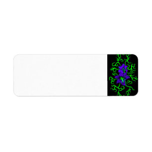 Purple Lily Flower on black Return Address Label