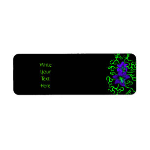 Purple Lily Flower on black Return Address Label