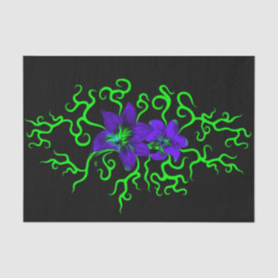 Purple Lily Flower on black Tissue Paper