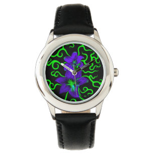 Purple Lily Flower on black Watch