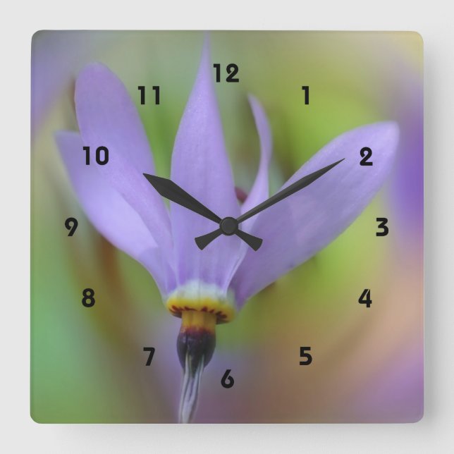 Purple Lily Flower Square Wall Clock (Front)