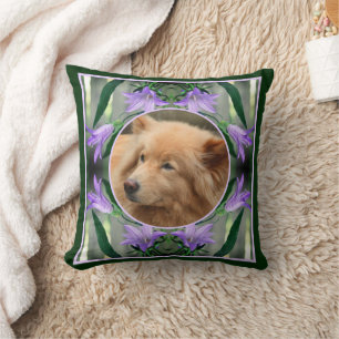 Purple Lily Flowers Frame Create Your Own Photo Cushion