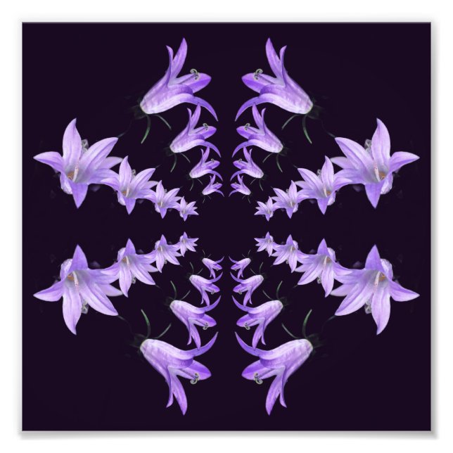Purple Lily Flowers Mirror Abstract Art 8x8 Photo Print (Front)