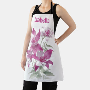 Purple Lily Flowers Personalised Apron