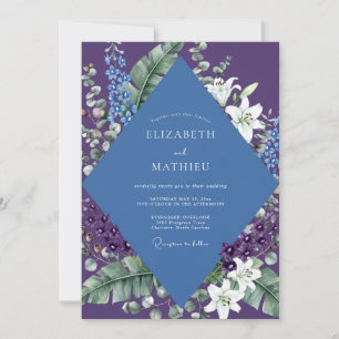Purple Lily Tropical Wedding Invitation