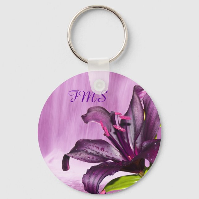 Purple Lily with Waterfall Key Ring (Front)