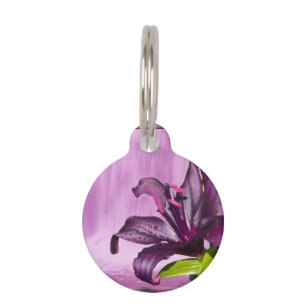 Purple Lily with Waterfall Pet Tag