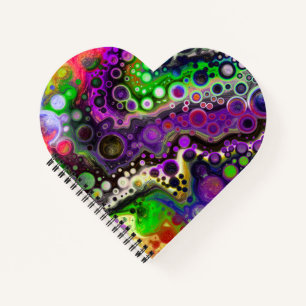 Purple, Lime Green and Black Marble Fluid Art   Notebook