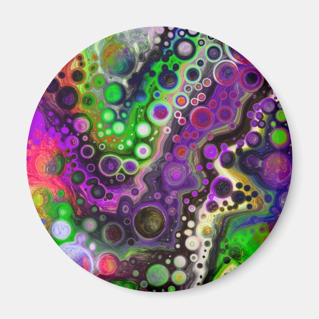 Purple, Lime Green, Black Fluid Art    Magnet (Front)