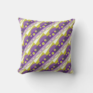 Purple Lime Grey Abstract Print Cushion