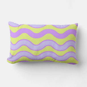 Purple Lime Groovy Stripe Modern Minimalist Spring Lumbar Cushion