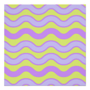 Purple Lime Groovy Stripe Modern Minimalist Spring Poster