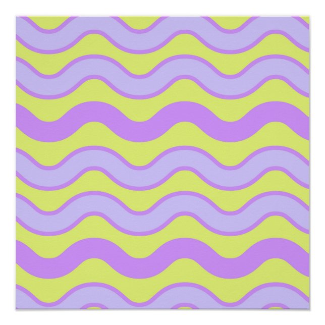 Purple Lime Groovy Stripe Modern Minimalist Spring Poster (Front)