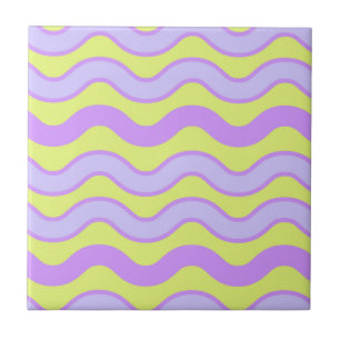 Purple Lime Groovy Stripe Modern Spring Summer  Ceramic Tile