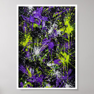 Purple Lime Neon Graffiti Abstract Art Print