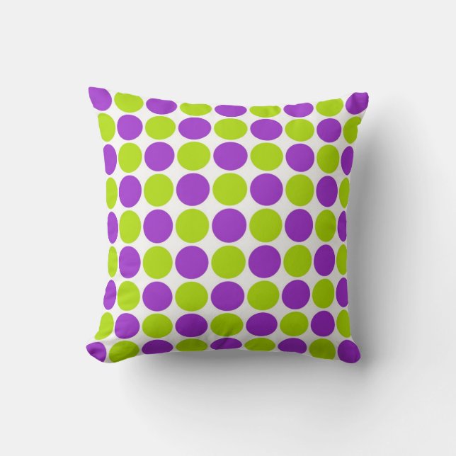 Purple & Lime Polka Dots Cushion (Front)