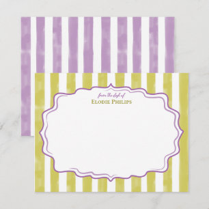 Purple Lime Watercolor Stripe Wavy Frame From Desk Card