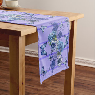 Purple Line Butterfly Medow Short Table Runner