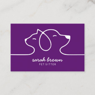 Purple Line Logo Cat Dog Pet Business Card