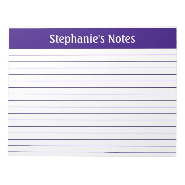 Purple Lined 11 x 8.5 Landscape Personalised Notepad (Front)