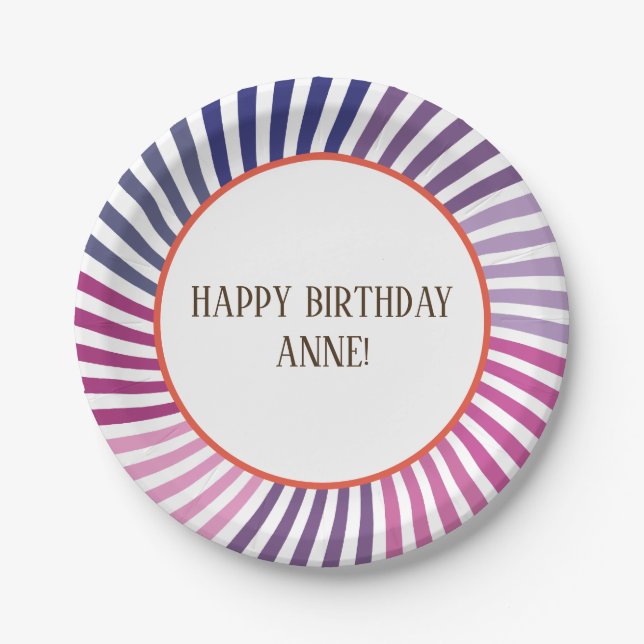 Purple lines, Hippie, Custom , Paper Plates (Front)