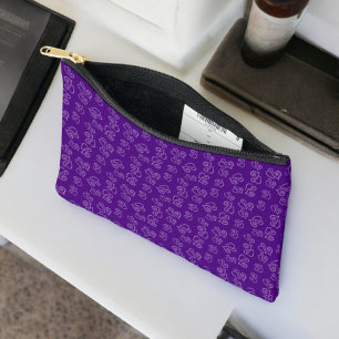 Purple Linked Heart Pattern on Dark Purple Accessory Pouch
