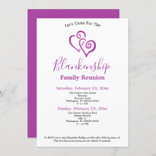 Purple Linked Hearts Family Reunion Template