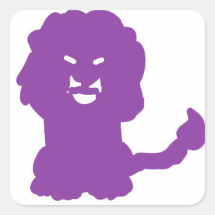 Purple Lion Animal Silhouette Square Sticker