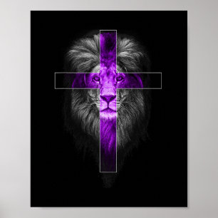 Purple Lion Faith Purple Overdose Awareness Suppor Poster