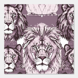 Purple Lion Heads Wallpaper