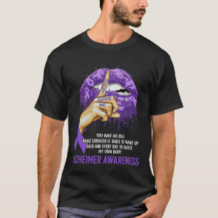 Purple Lips Alzheimerheimer Awareness Ribbon Don't T-Shirt