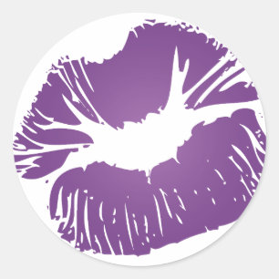 Purple Lips Classic Round Sticker