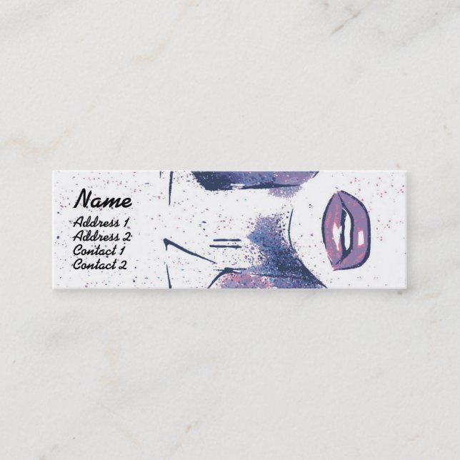 Purple Lips - Skinny Mini Business Card (Front)