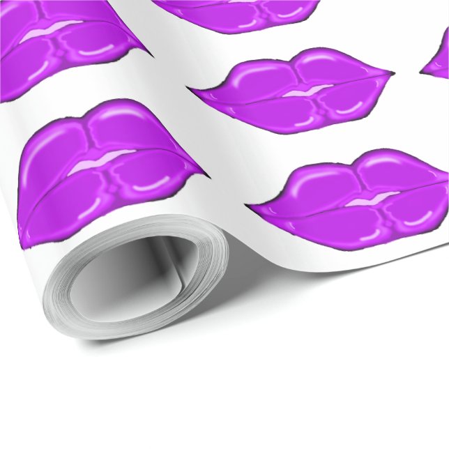 Purple Lips Wrapping Paper (Roll Corner)