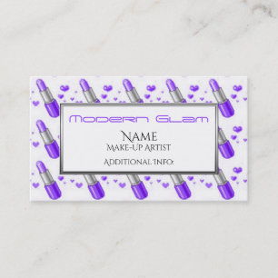 Purple Lipstick & Hearts Cosmetics Business Card