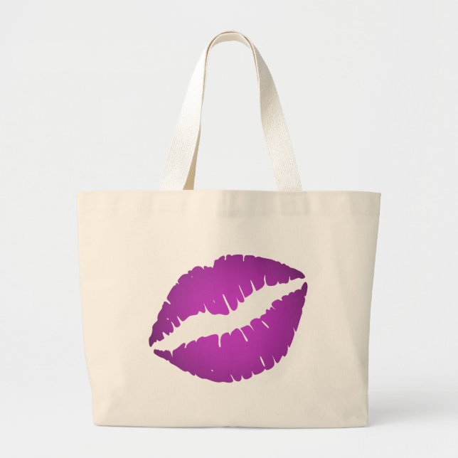 Purple Lipstick Large Tote Bag (Front)