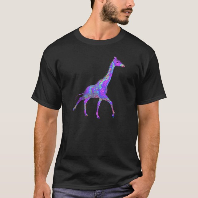 Purple Liquid Colours Giraffe T-Shirt (Front)