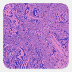 Purple Liquid Marble Abstract Pattern Square Sticker