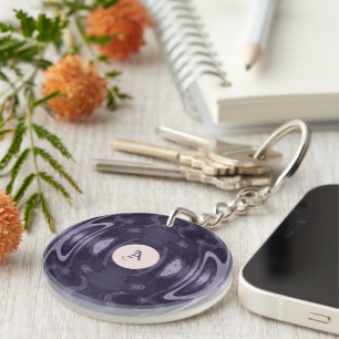 Purple Liquid Mirror Abstract Pattern Art Key Ring