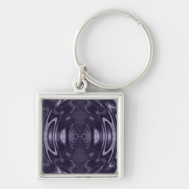 Purple Liquid Mirror Abstract Pattern Art Key Ring (Front)