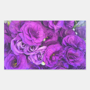 Purple Lisianthus Flowers Rectangular Sticker