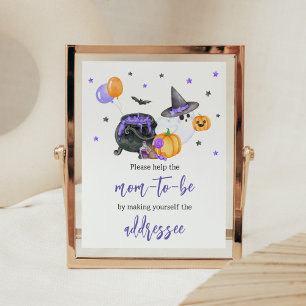 Purple Little Boo Baby Shower Envelope Station Poster