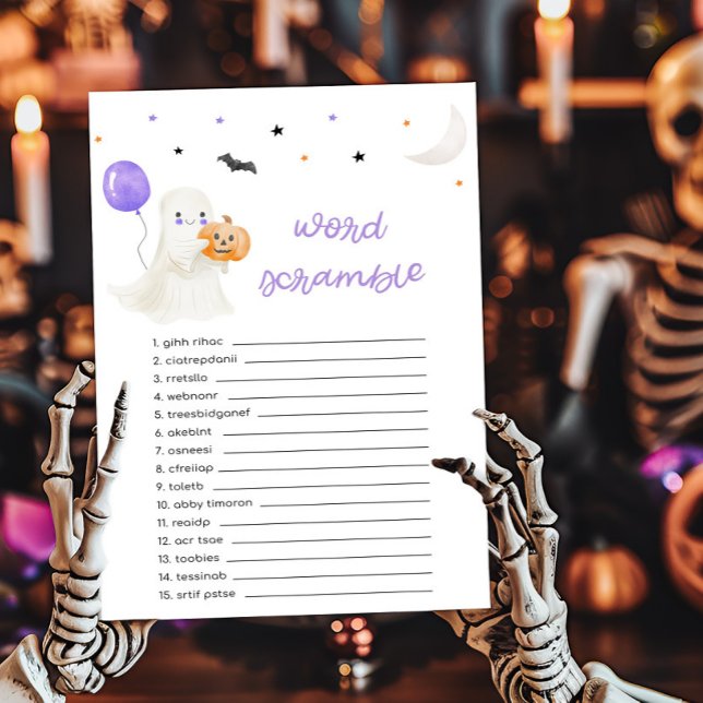 Purple Little Boo Baby Shower Word Scramble Game (A Little Boo Baby Shower Word Scramble Game)