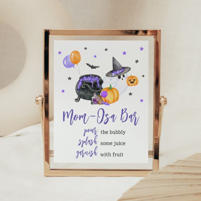 Purple Little Boo Ghost Baby Shower Mum Osa Bar Poster (Ghost Halloween Baby Shower Mom Osa Bar Sign)
