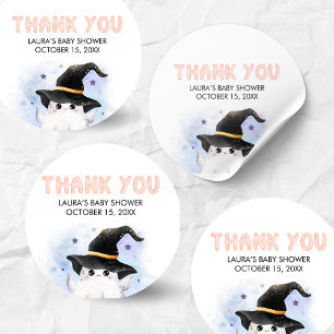Purple Little Boo Ghost Witch Baby Shower Classic Round Sticker