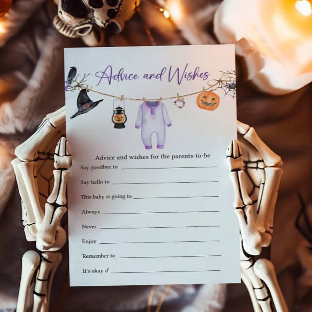 Purple Little Boo Halloween Advice and Wishes Game (Halloween Baby Clothes Baby Shower Advice and Wishes Game)