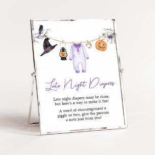 Purple Little Boo Halloween Late Night Diapers Poster