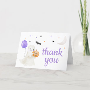 Purple Little Boo is Almost Due Baby Shower Thank You Card