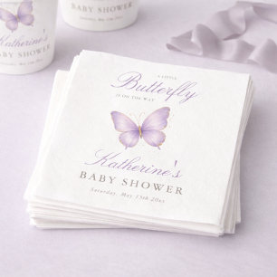 Purple Little Butterfly Gender Neutral Baby Shower Napkin
