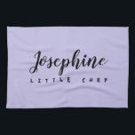 Purple Little Chef Script Name Simple personalised Tea Towel<br><div class="desc">Make your little one feel like a true culinary artist with our Little Chef Script Name Simple Personalised Kids' kitchen towel. This delightful towel matches our "Little Chef" apron. Purple colour. Our design features a simple and chic script font for the personalised name, making it uniquely theirs. Whether they are...</div>